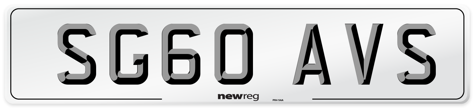 SG60 AVS Number Plate from New Reg